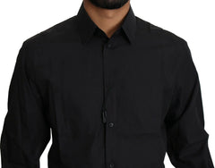Dolce & Gabbana Black Cotton Formal Dress Men Top Shirt - IT38 | XS - Shirts
