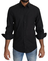 Dolce & Gabbana Black Cotton Formal Dress Men Top Shirt - IT38 | XS - Shirts