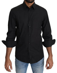 Dolce & Gabbana Black Cotton Formal Dress Men Top Shirt - IT38 | XS - Shirts