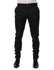Dolce & Gabbana Black Cotton Formal Dress Men Trouser Pants - IT50 | L - Trousers