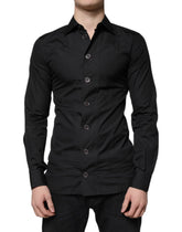 Dolce & Gabbana Black Cotton Formal Long Sleeves Dress Shirt - Shirts