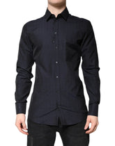 Dolce & Gabbana Black Cotton GOLD Men Dress Formal Shirt - IT40 | M - Shirts