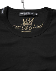 Dolce & Gabbana Black Cotton Goodluck Tee Crew Neck T-shirt - T-Shirts