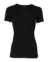 Dolce & Gabbana Black Cotton Henley Short Sleeves Top T-shirt - IT2 | S - T-Shirts