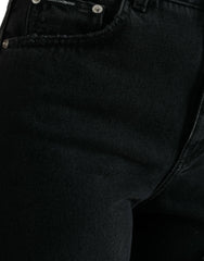 Dolce & Gabbana Black Cotton High Waist Tattered Denim Jeans - IT40|S - Jeans