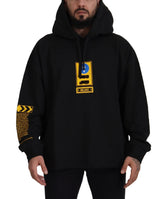 Dolce & Gabbana Black Cotton Hooded DG Shield Pullover Sweater - Hoodies