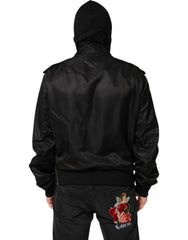 Dolce & Gabbana Black Cotton Hooded Full Zip Bomber Jacket - IT52 | XL - Bomber Jackets