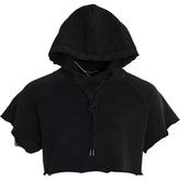 Dolce & Gabbana Black Cotton Hooded Short Sleeves Cropped T-shirt - IT48 | M - Hoodies