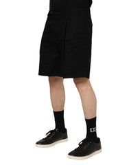 Dolce & Gabbana Black Cotton Knee Length Men Bermuda Shorts - Bermudas