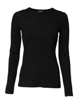 Dolce & Gabbana Black Cotton Knit Round Neck Long Sleeves T-shirt - IT2 | S - T-Shirts