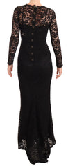 Dolce & Gabbana Black Cotton Lace Mermaid Long Sleeves Dress - IT38|XS - Dresses