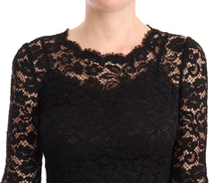 Dolce & Gabbana Black Cotton Lace Mermaid Long Sleeves Dress - IT38|XS - Dresses