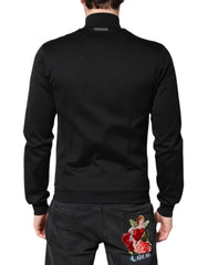 Dolce & Gabbana Black Cotton Logo Full Zip Men Bomber Jacket - IT44 | XS - Bomber Jackets