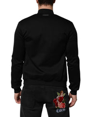 Dolce & Gabbana Black Cotton Logo Full Zip Men Bomber Jacket - Bomber Jackets