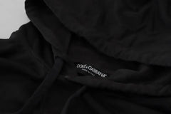 Dolce & Gabbana Black Cotton Logo Hooded Sweatshirt Sweater - IT46 | S - Hoodies