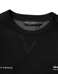 Dolce & Gabbana Black Cotton Logo Knitted Pullover Sweater - IT56 | XXL - Sweatshirts