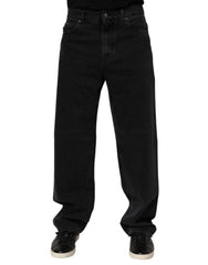 Dolce & Gabbana Black Cotton Logo Men Mid Waist Denim Jeans - Jeans