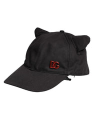 Dolce & Gabbana Black Cotton Logo Patch 6 Panels Baseball Cap Hat - 57 cm|S