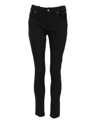 Dolce & Gabbana Black Cotton Logo Skinny Mid Waist Denim Jeans - IT38 | XS - Jeans