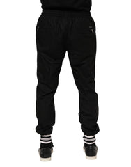 Dolce & Gabbana Black Cotton Logo Tape Men Jogger Pants - Joggers