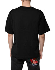 Dolce & Gabbana Black Cotton Logo Vneck Short Sleeve T-shirt - T-Shirts