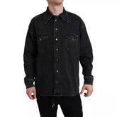 Dolce & Gabbana Black Cotton Long Sleeve Denim Casual Shirt - IT40 | M - Shirts
