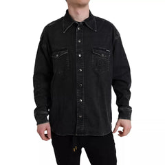 Dolce & Gabbana Black Cotton Long Sleeve Denim Casual Shirt - IT40 | M - Shirts