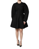 Dolce & Gabbana Black Cotton Long Sleeves A-line Mini Dress - Dresses