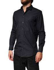 Dolce & Gabbana Black Cotton Long Sleeves Dress Formal Shirt - IT38 | XS