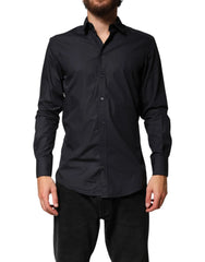 Dolce & Gabbana Black Cotton Long Sleeves Dress Formal Shirt - IT38 | XS