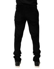 Dolce & Gabbana Black Cotton Men Dress Formal Trouser Pants - IT50 | L - Trousers