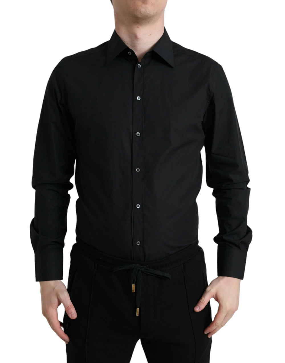 Dolce & Gabbana Black Cotton Men Formal GOLD Dress Shirt - IT37 | XS - Shirts