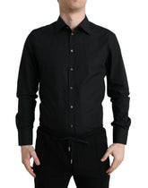 Dolce & Gabbana Black Cotton Men Formal GOLD Dress Shirt - IT37 | XS - Shirts
