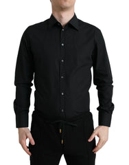 Dolce & Gabbana Black Cotton Men Formal GOLD Dress Shirt - IT37 | XS - Shirts