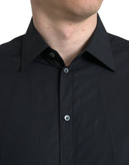 Dolce & Gabbana Black Cotton Men Formal GOLD Dress Shirt - IT37 | XS - Shirts