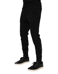 Dolce & Gabbana Black Cotton Men Jogger Sweatpants Pants - IT46 | S - Joggers