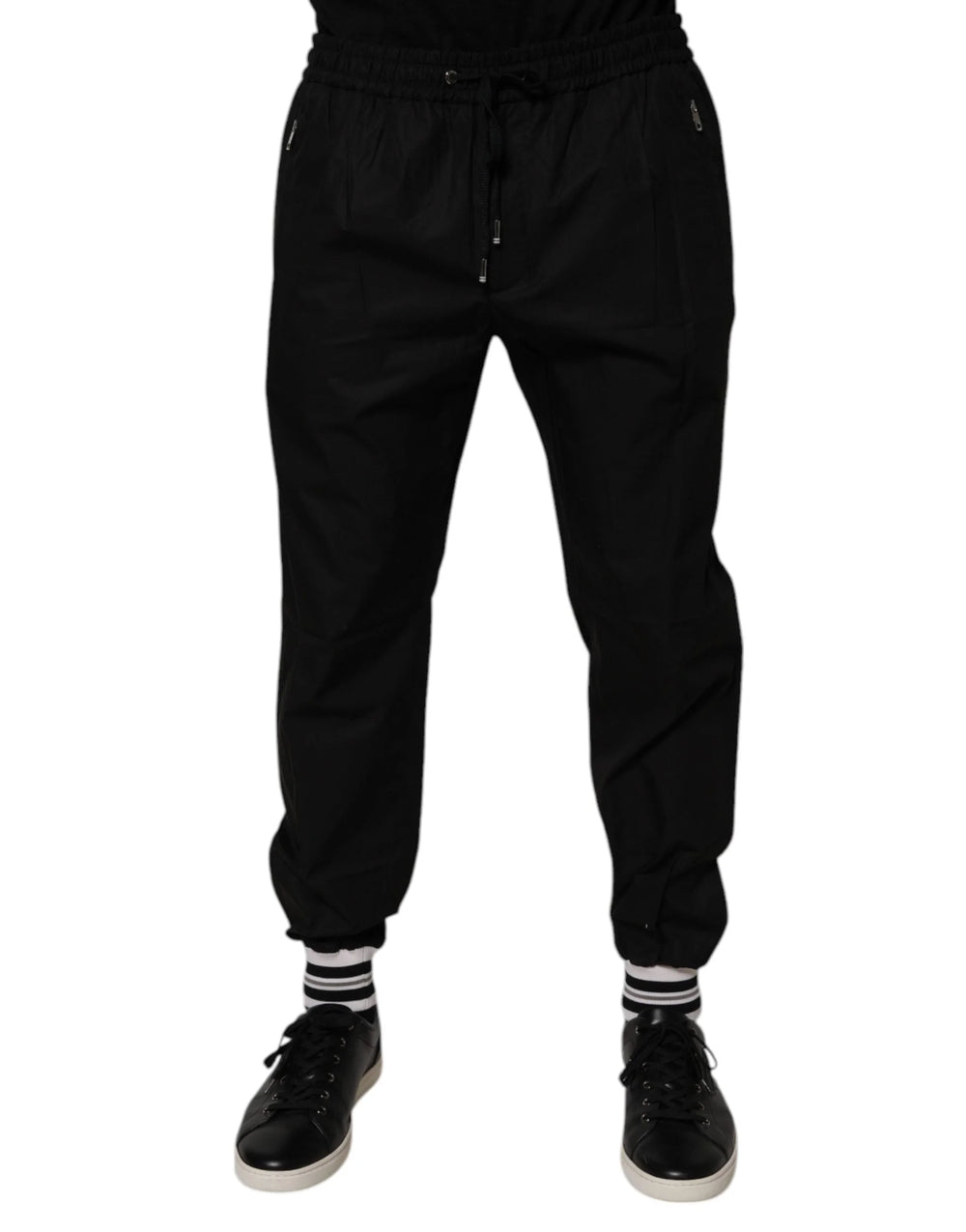 Dolce & Gabbana Black Cotton Men Jogger Sweatpants Pants - IT52 | XL - Joggers