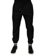 Dolce & Gabbana Black Cotton Men Jogger Sweatpants Pants - IT52 | XL - Joggers