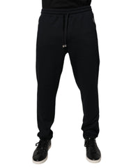 Dolce & Gabbana Black Cotton Men Jogger Sweatpants Pants - IT54 | XL