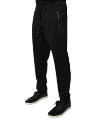 Dolce & Gabbana Black Cotton Men Jogger Sweatpants Pants - IT54 | XL