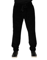 Dolce & Gabbana Black Cotton Men Jogger Sweatpants Pants - IT56 | XXL