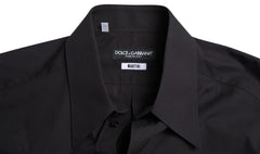 Dolce & Gabbana Black Cotton Men Long Sleeves MARTINI Shirt - IT39 | S - Shirts