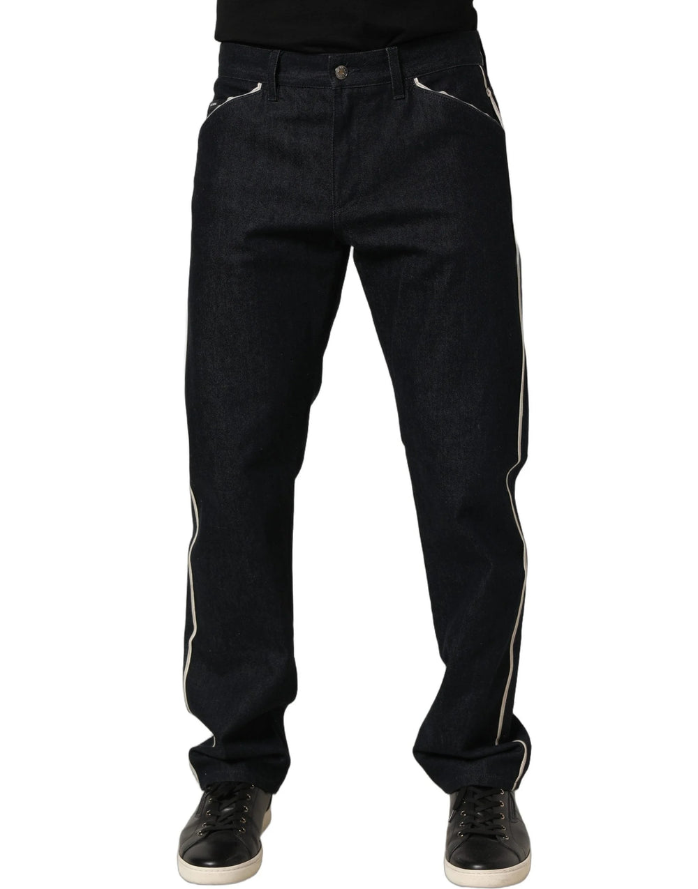 Dolce & Gabbana Black Cotton Mid Waist Classic Men Denim Jeans - IT48 | M