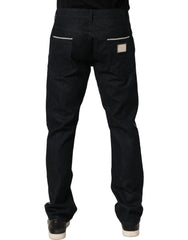 Dolce & Gabbana Black Cotton Mid Waist Classic Men Denim Jeans - IT48 | M