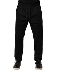 Dolce & Gabbana Black Cotton Mid Waist Jogger Pants - IT50 | L - Joggers