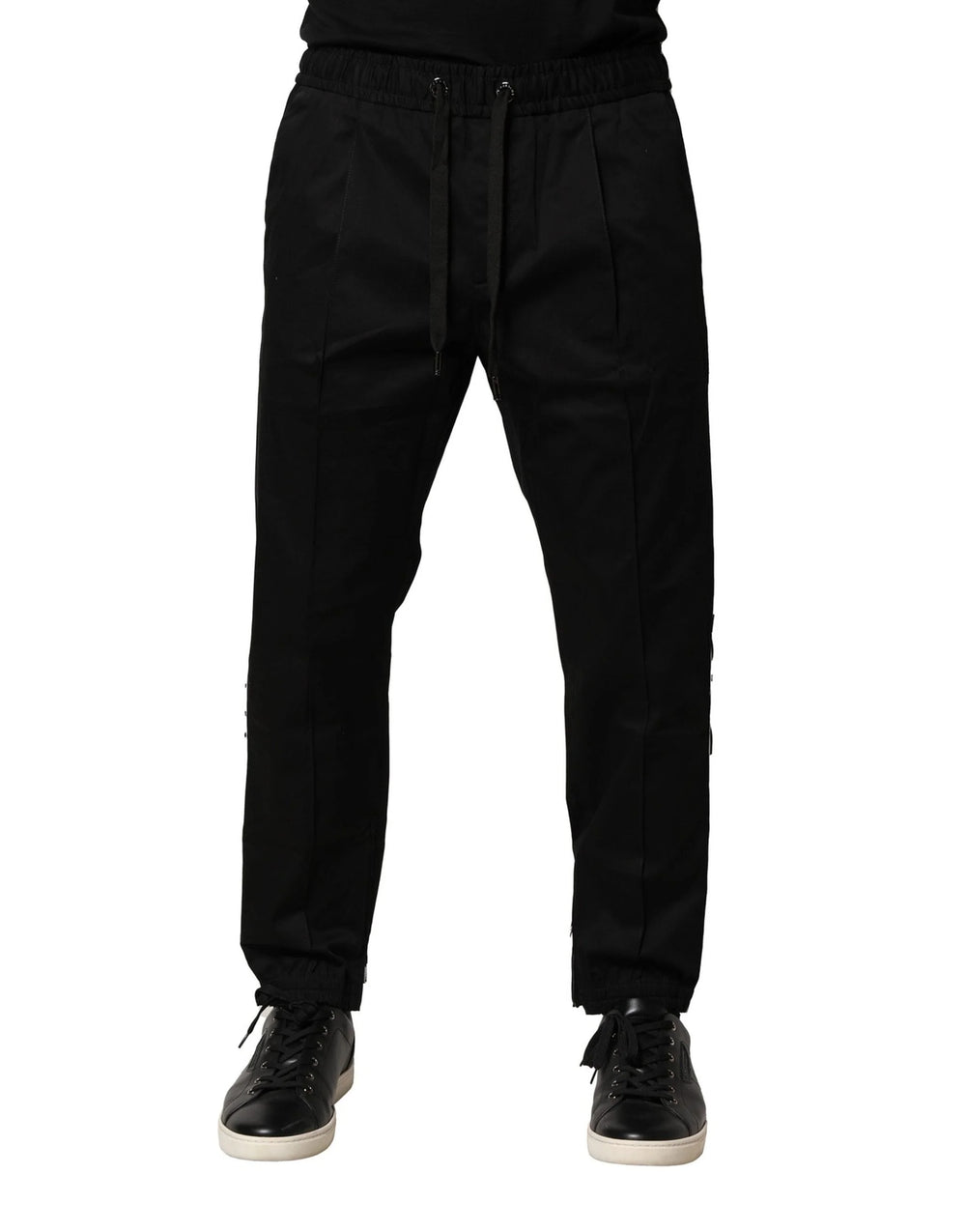 Dolce & Gabbana Black Cotton Mid Waist Jogger Pants - IT50 | L - Joggers
