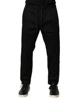 Dolce & Gabbana Black Cotton Mid Waist Jogger Pants - IT50 | L - Joggers