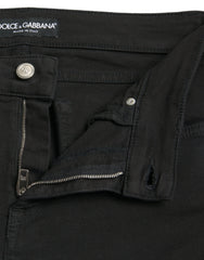 Dolce & Gabbana Black Cotton Mid Waist Skinny Denim Jeans - IT42|M - Jeans