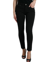 Dolce & Gabbana Black Cotton Mid Waist Skinny Denim Jeans - IT42|M - Jeans