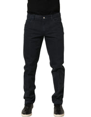 Dolce & Gabbana Black Cotton Mid Waist Skinny Men Denim Jeans